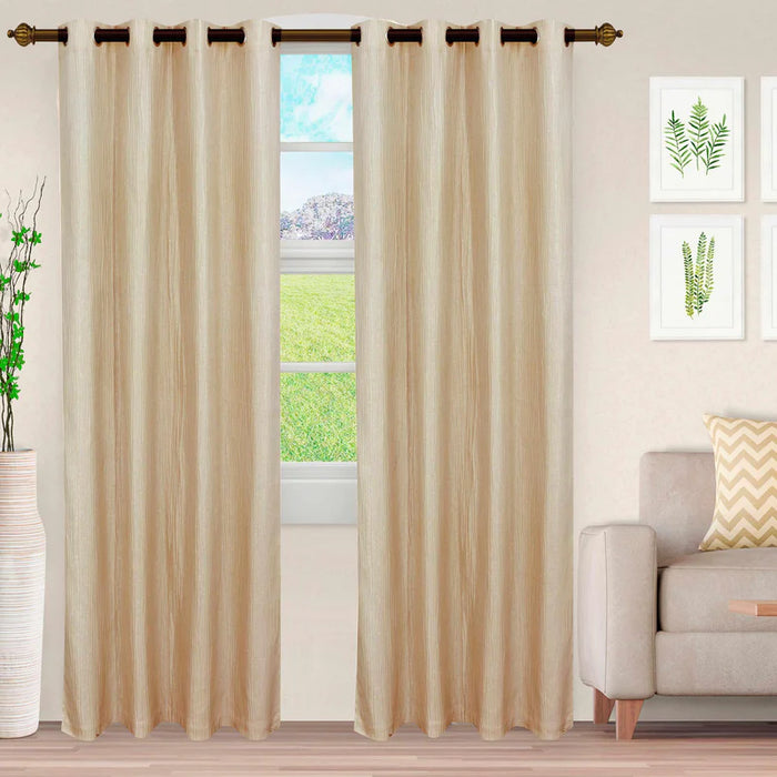Metallic Cascade Jacquard Solid Textured Curtain Set