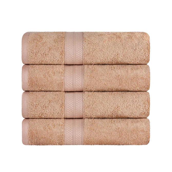 Ultra-Soft Rayon from Bamboo Cotton Blend 4 Piece Bath Towel Set - Sand