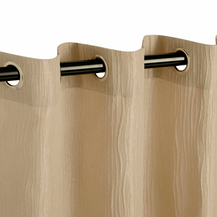 Metallic Cascade Jacquard Solid Textured Curtain Set - Sand