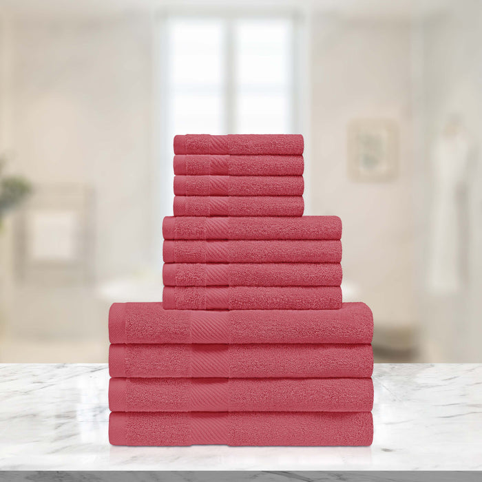 Kendell Egyptian Cotton 12 Piece Solid Towel Set - SandyRose