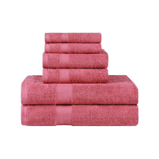 Kendell Egyptian Cotton 6 Piece Towel Set with Dobby Border - Sandy Rose