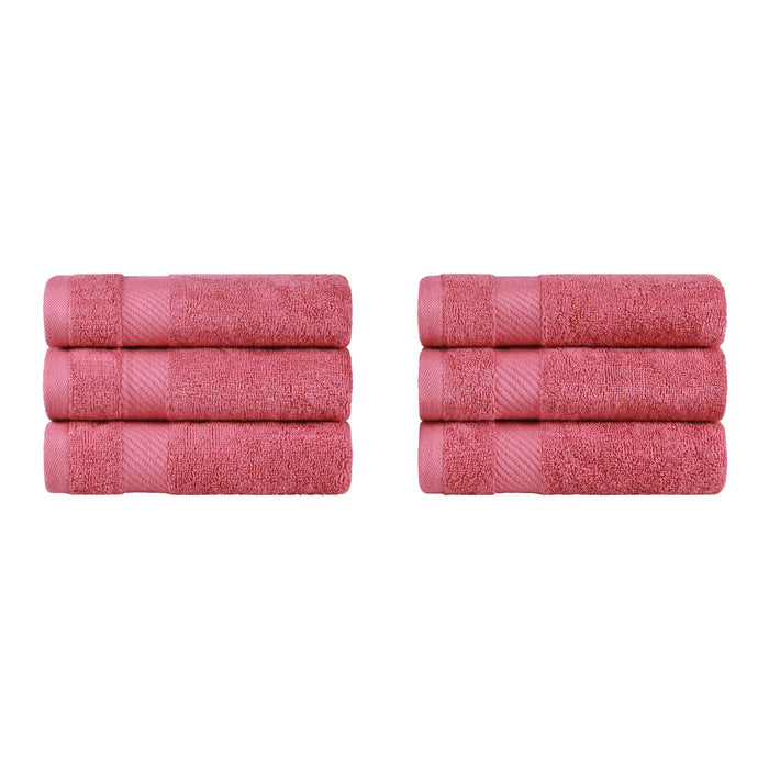 Kendell Egyptian Cotton 6 Piece Hand Towel Set with Dobby Border - Sandy Rose