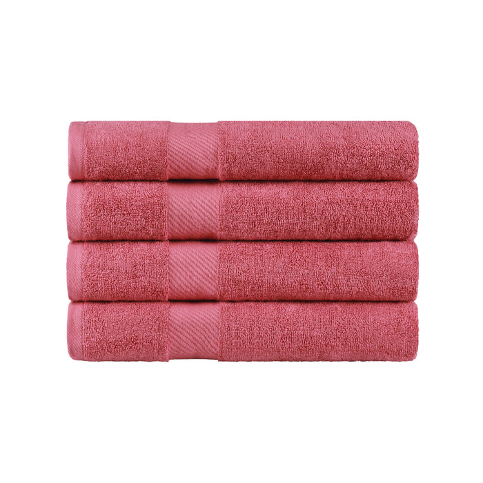 Kendell Egyptian Cotton 4 Piece Bath Towel Set with Dobby Border - SandyRose