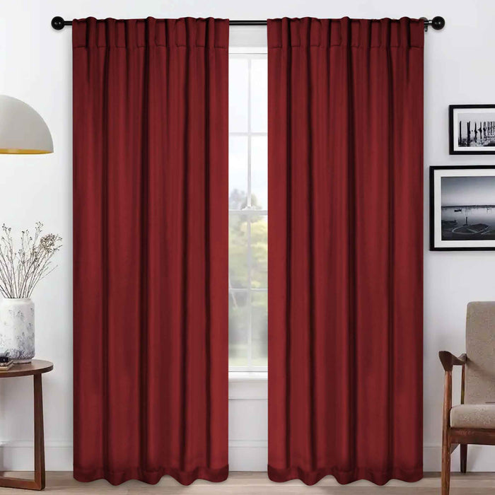 Solid Room Darkening Blackout Curtains with Back Tabs, Set of 2