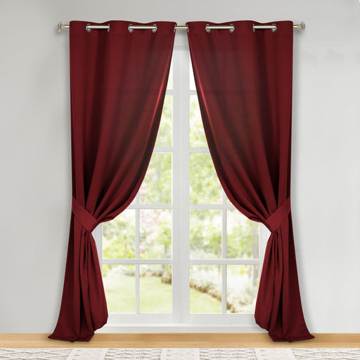 Solid Machine Washable Room Darkening Blackout Curtains, Set of 2 - Sangaria