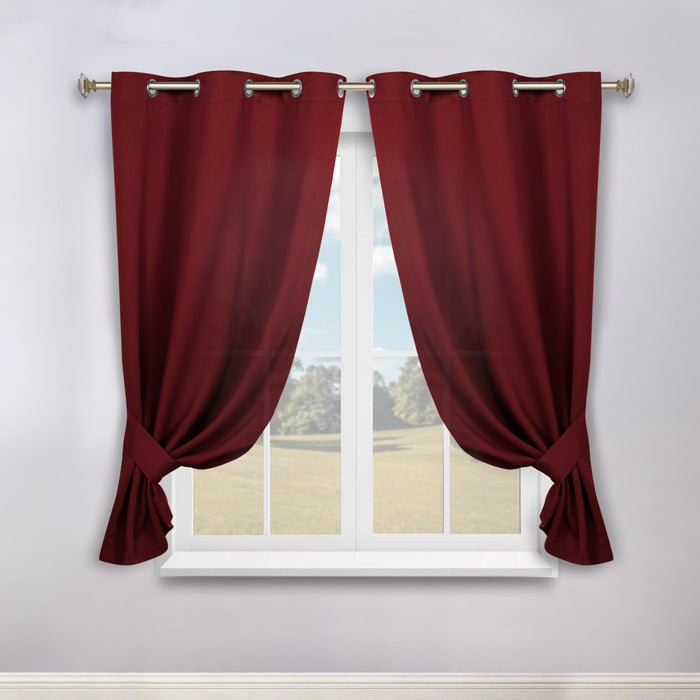 Solid Machine Washable Room Darkening Blackout Curtains, Set of 2 - Sangaria