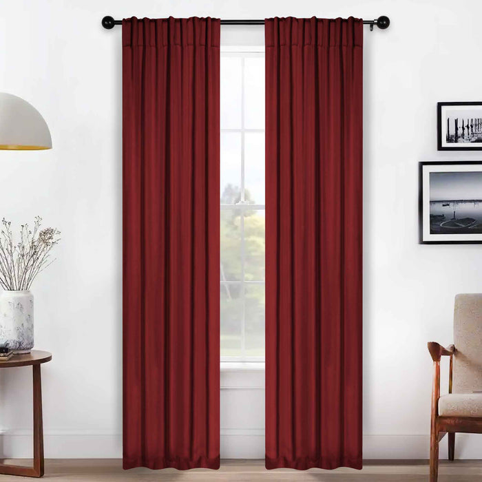 Solid Room Darkening Back Tabs Blackout Curtains, Set of 2