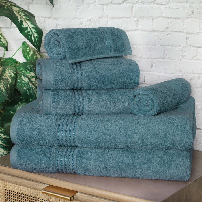Heritage Egyptian Cotton 6 Piece Solid Towel Set - Sapphire