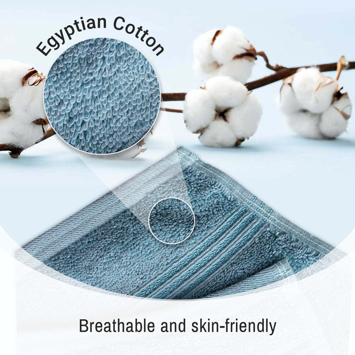 Egyptian Cotton 8 Piece Solid Hand Towel Set - Sapphire