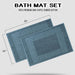 Cotton 2 Piece Greek Key Border Super Absorbent Bath Mat Set - Sapphire