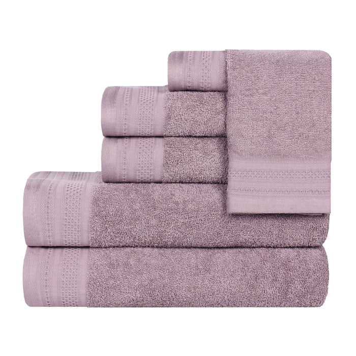 Honeycomb Textured Waffle Border Luxury Cotton 6 Piece Towel Set