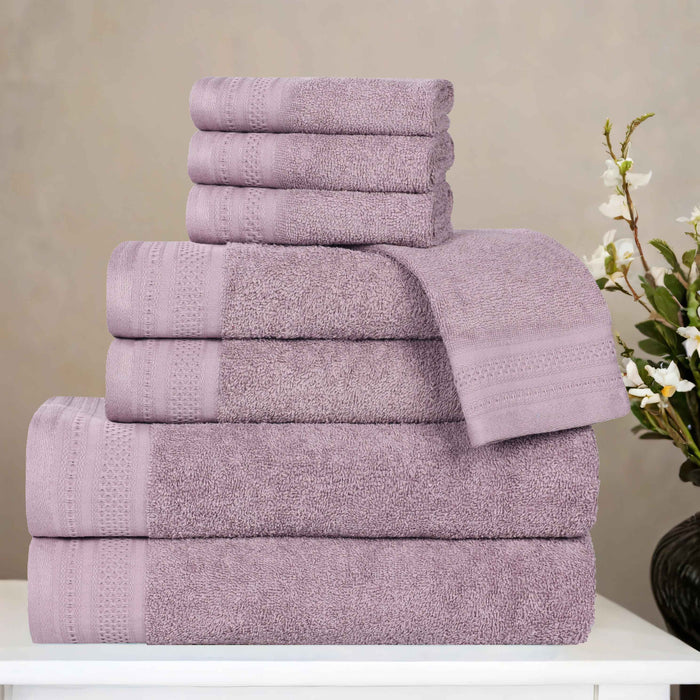 Honeycomb Textured Waffle Border Luxury Cotton 8 Piece Towel Set