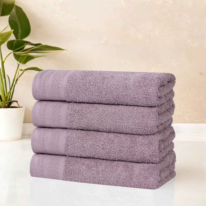 Honeycomb Textured Waffle Border Luxury Cotton Hand Towels, Set of 4