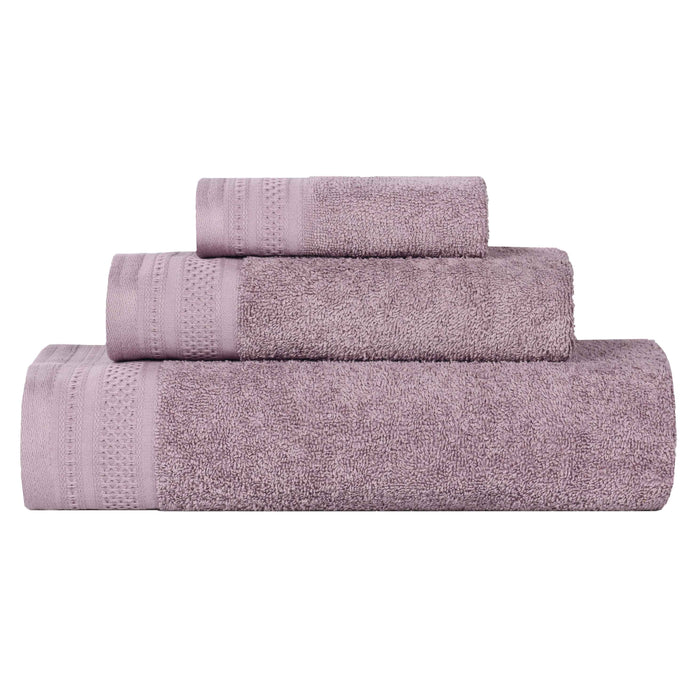 Honeycomb Textured Waffle Border Luxury Cotton 3 Piece Towel Set