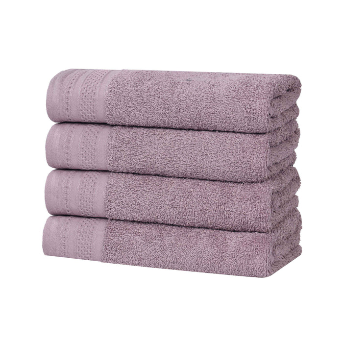 Honeycomb Textured Waffle Border Luxury Cotton Hand Towels, Set of 4