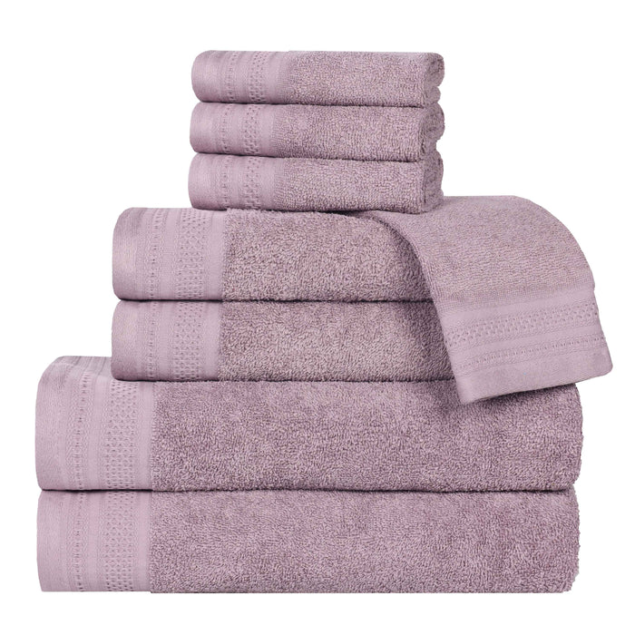 Honeycomb Textured Waffle Border Luxury Cotton 8 Piece Towel Set