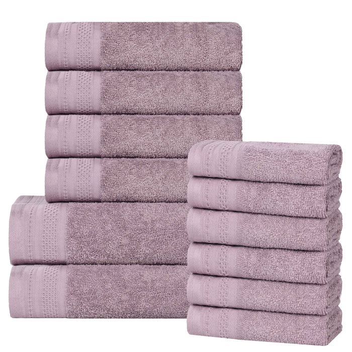 Honeycomb Textured Waffle Border Luxury Cotton 12 Piece Towel Set