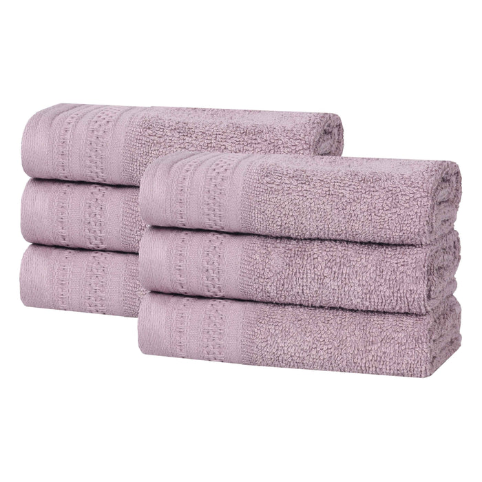 Honeycomb Textured Waffle Border Luxury Cotton Face Towels, Set of 6