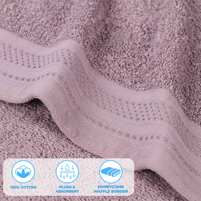 Honeycomb Textured Waffle Border Luxury Cotton Bath Towels, Set of 4