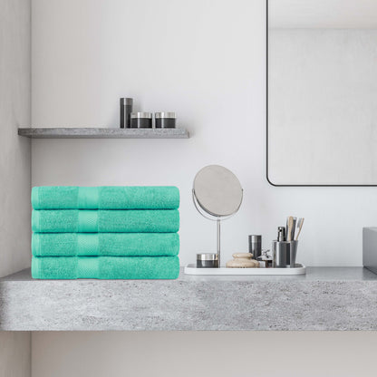 Kendell Egyptian Cotton 4 Piece Bath Towel Set with Dobby Border - Blue Nile Mills