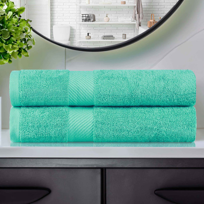 Kendell Egyptian Cotton Medium Weight Solid Bath Towel Set of 2 - SeaGreen