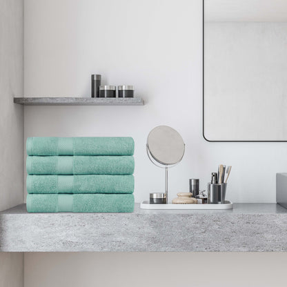 Kendell Egyptian Cotton 4 Piece Bath Towel Set with Dobby Border - Blue Nile Mills