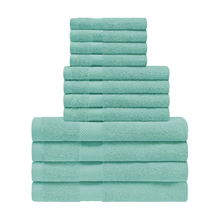 Kendell Egyptian Cotton 12 Piece Solid Towel Set - Seafoam