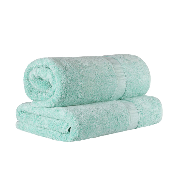 Egyptian Cotton Pile Plush Heavyweight Absorbent Bath Sheet Set of 2 - Sea Foam