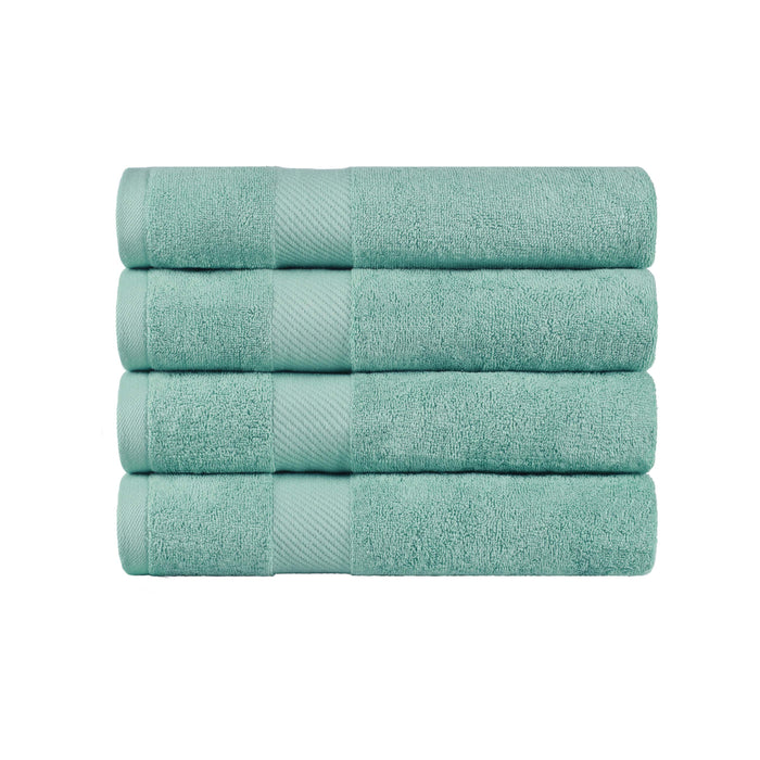 Kendell Egyptian Cotton 4 Piece Bath Towel Set with Dobby Border - Seafoam