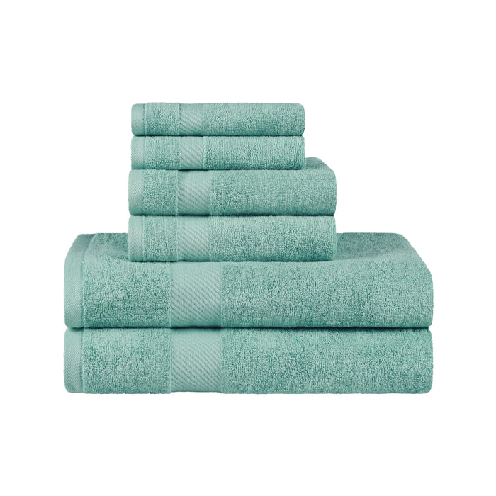 Kendell Egyptian Cotton 6 Piece Towel Set with Dobby Border - Seafoam