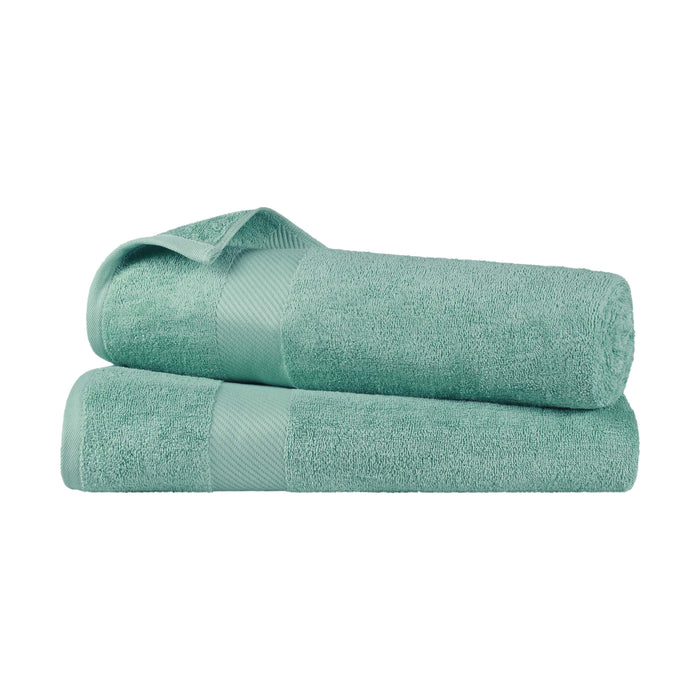 Kendell Egyptian Cotton 2 Piece Bath Sheet Set with Dobby Border - Seafoam