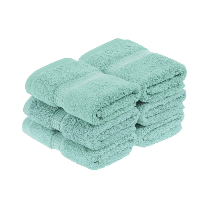 Egyptian Cotton Pile Plush Heavyweight Absorbent Face Towel Set of 6 - SeaFoam