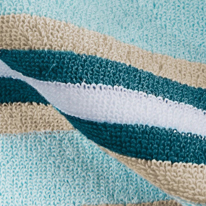 Cotton Stripe 2 Piece Bath Towel Set - Sea Foam