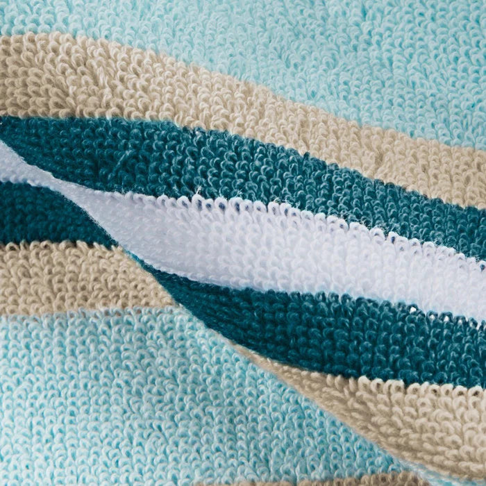 Cotton Stripe 2 Piece Bath Sheet Set - Sea Foam