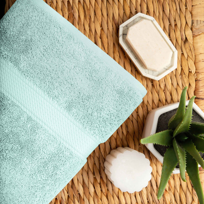 Egyptian Cotton Pile Plush Heavyweight Absorbent 6 Piece Towel Set - Seafoam