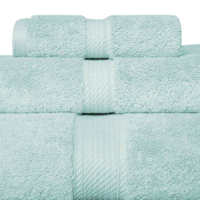 Egyptian Cotton Pile Plush Heavyweight Absorbent 6 Piece Towel Set - Seafoam