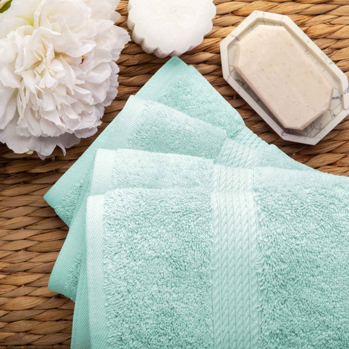 Egyptian Cotton Pile Plush Heavyweight Absorbent 3 Piece Towel Set - Seafoam