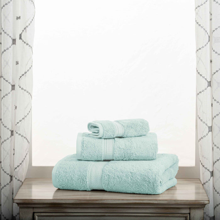 Egyptian Cotton Pile Plush Heavyweight Absorbent 3 Piece Towel Set - Seafoam