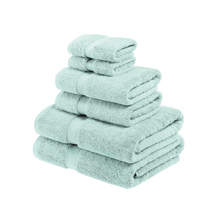 Egyptian Cotton Pile Plush Heavyweight Absorbent 6 Piece Towel Set - Seafoam