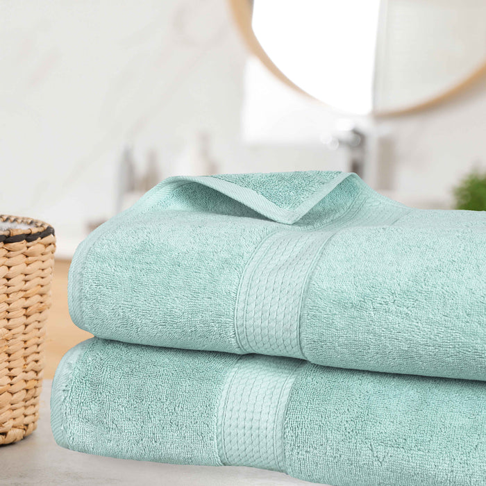 Egyptian Cotton Pile Plush Heavyweight Absorbent Bath Sheet Set of 2 - Seafoam