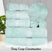 Egyptian Cotton Pile Plush Heavyweight Absorbent 8 Piece Towel Set - Seafoam