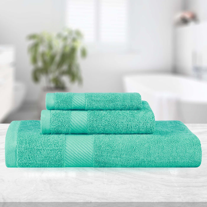 Kendell Egyptian Cotton Quick Drying 3 Piece Towel Set - SeaGreen