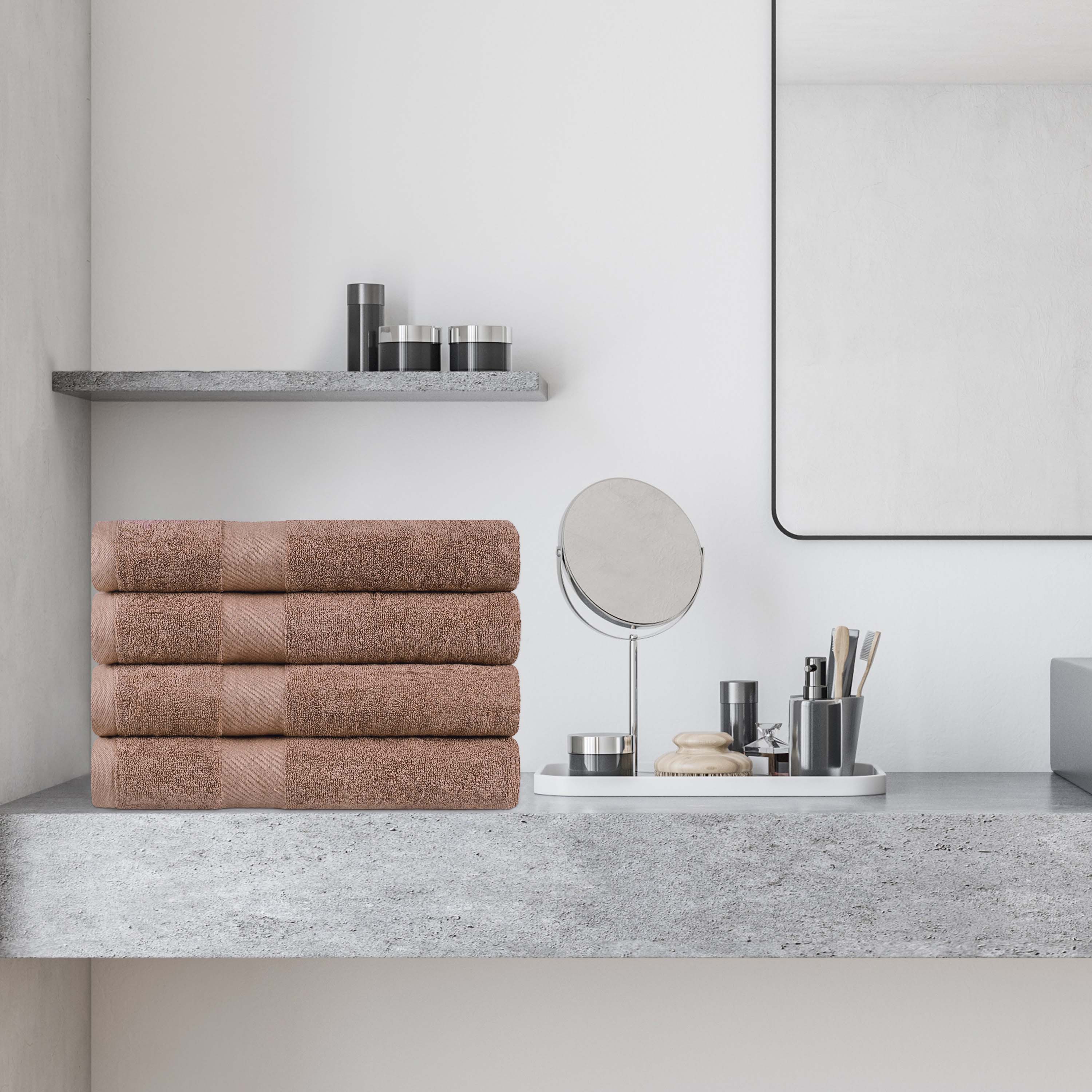 Kendell Egyptian Cotton 4 Piece Bath Towel Set with Dobby Border - Blue Nile Mills