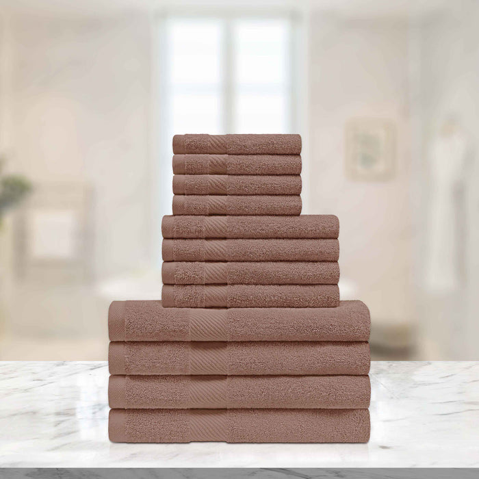 Kendell Egyptian Cotton 12 Piece Solid Towel Set - Sedona