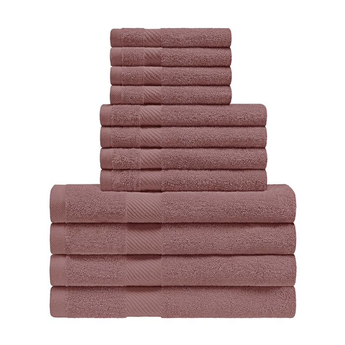 Kendell Egyptian Cotton 12 Piece Solid Towel Set - Sedona