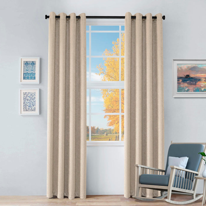 Blackout Senna Solid Textured Grommet Curtain Panels Set