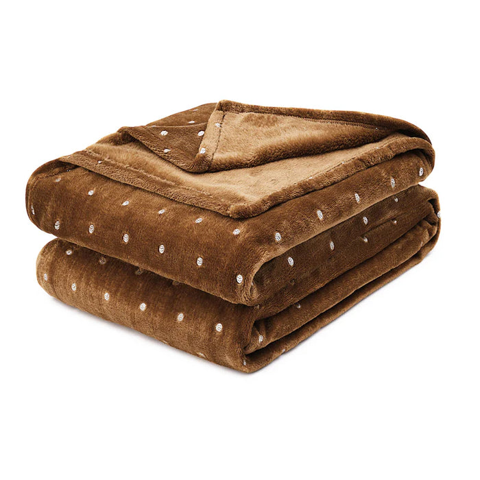 Fleece Plush Medium Weight Fluffy Soft Decorative Blanket Or Throw - Sepia