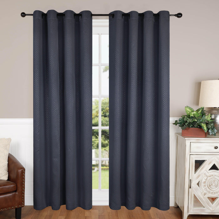 Solid Shimmer Grommet Blackout Curtain Panel Set