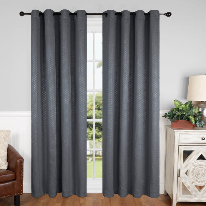 Blackout Solid Shimmer Grommet Curtain Panel Set 42" - Gray