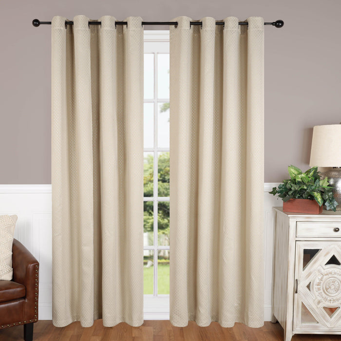 Solid Shimmer Grommet Blackout Curtain Panel Set